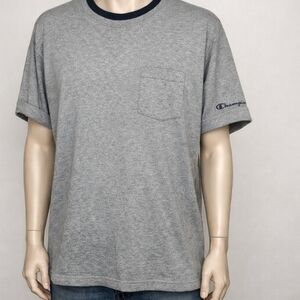Champion Men's Gray Pocket Ringer T-Shirt
